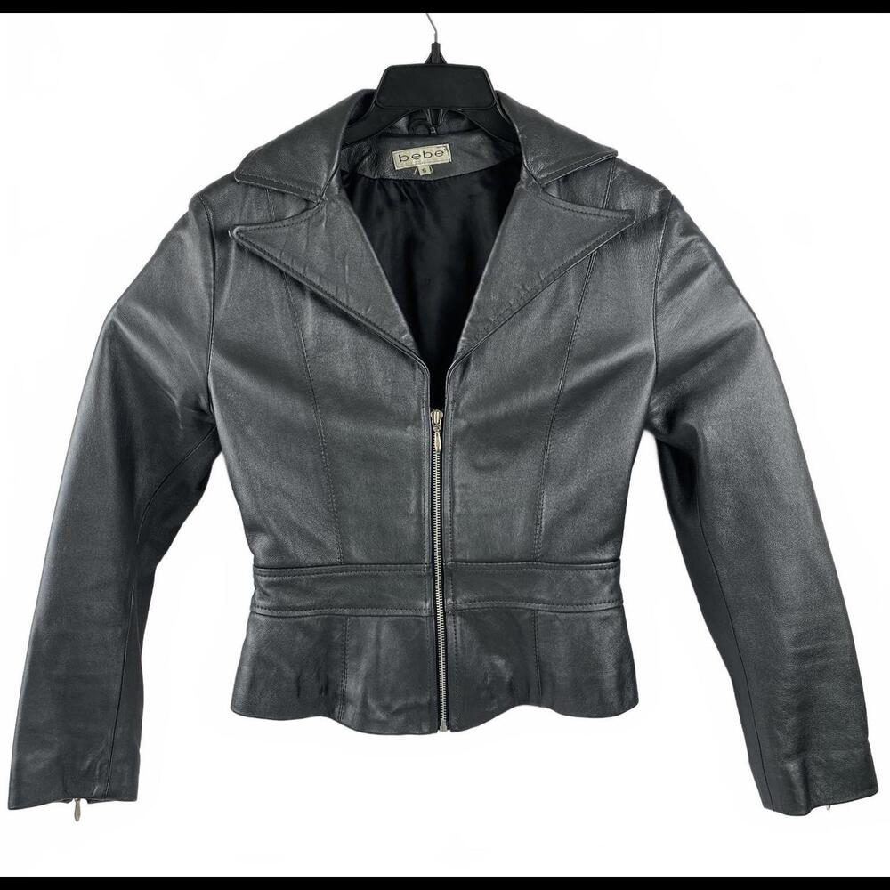Stylish Bebe Black Leather Jacket - Small